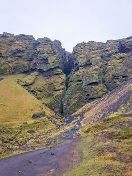 Snaefellsness national park in Iceland Raudfeldsgja gorge deep crack in the mountain