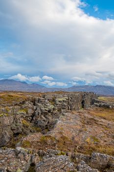 Thingvellir National Park in Iceland canyon between continents cutting through nature