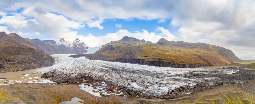 Vatnajoekull glacier in Iceland aerial panorama of whole glacier