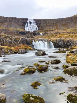 West fjords of Iceland Göngummanafoss and Dynjandi waterfall long exposure smooth river