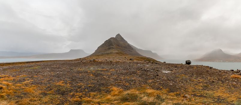 West fjords of Iceland panorama of Troed Scenic Lookout along Djupvegur close to Sudavik