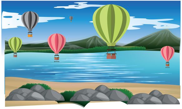 hot air balloon on beach