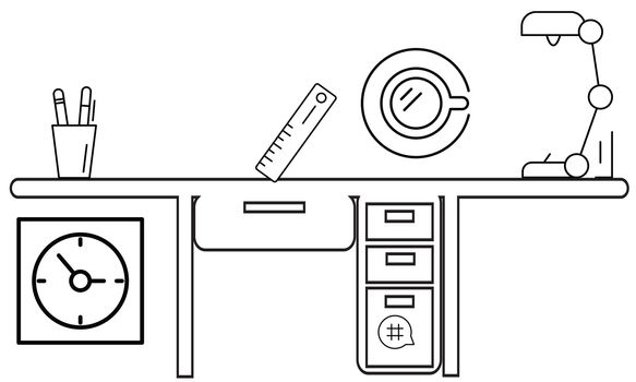 office table iwth all equipments