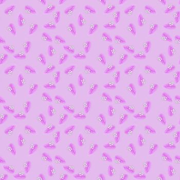 Seamless texture of pink feather and eggs on a pink background. Easter concept