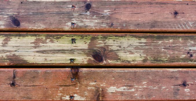 Wooden deck showing stress from weather elements