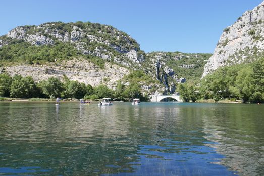 boat ride on esparron lake, France. Beautiful region of the Gorges du Verdon