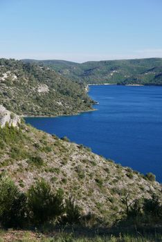 boat ride on esparron lake, France. Beautiful region of the Gorges du Verdon