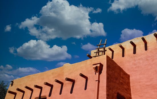 Navajo Pueblo architecture under a clear blue sky