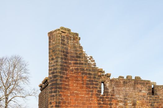 The castle, pictured on a winter's morning, is situated in a public park in Penrith, Cumbria, northern England.  It was built in the 14th century as a defence from Scottish invaders.