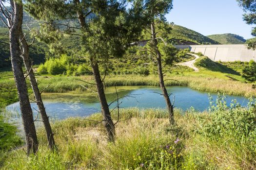 View of the Dam of Rapentosa in Attica, Greece.