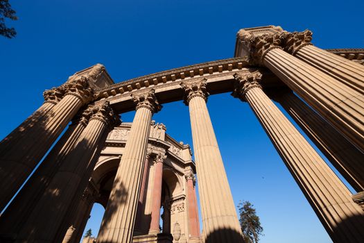 SAN FRANCISCO CA USA - Oct 19, 2011 : The Palace Of Fine Arts - Ancient building of San Francisco, California, United states , USA - Travel and tourist sightseeing concept