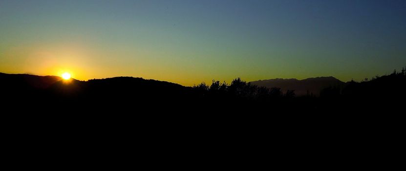 Twilight on the Italian hills in spring