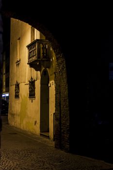 Rovigo city detail, a city in north Italy in Night