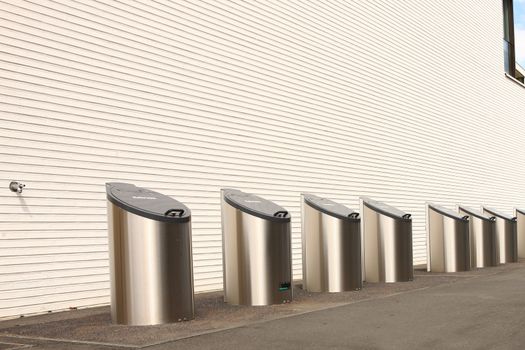 garbage system for a clean environment with white wall in background