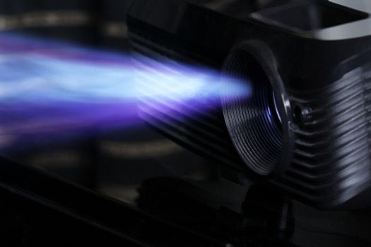 beamed light shining with a bright beam. With white and purple color