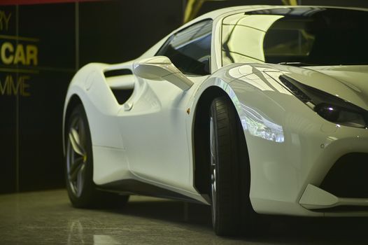 NICE, FRANCE 26 FEBRUARY 2020: Ferrari car detail