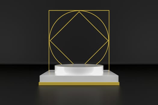 3d render, abstract geometric background, cylinder podium, minimalistic primitive shapes, modern mock up, blank template, empty showcase, shop display
