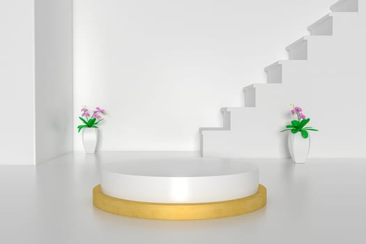 3d render, abstract geometric background, cylinder podium, minimalistic primitive shapes, modern mock up, blank template, empty showcase, shop display