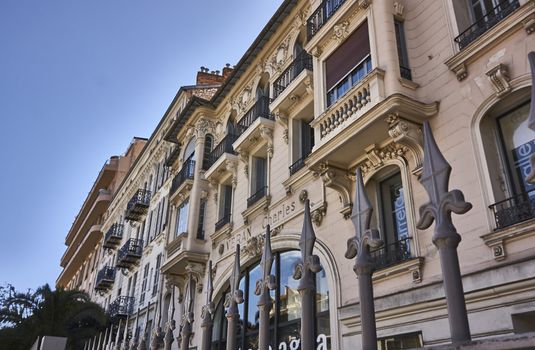 NICE, FRANCE 26 FEBRUARY 2020: Buildings on the streets of Nice in France