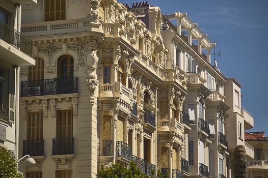 NICE, FRANCE 26 FEBRUARY 2020: Buildings on the streets of Nice in France