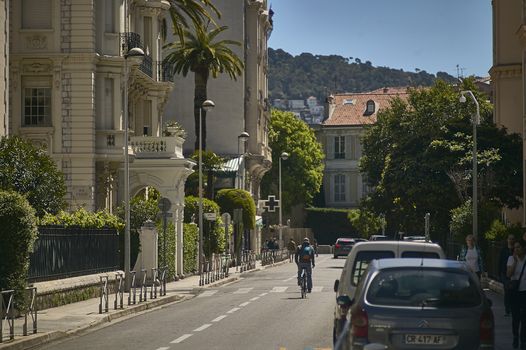 NICE, FRANCE 26 FEBRUARY 2020: Buildings on the streets of Nice in France