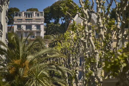 NICE, FRANCE 26 FEBRUARY 2020: Buildings on the streets of Nice in France