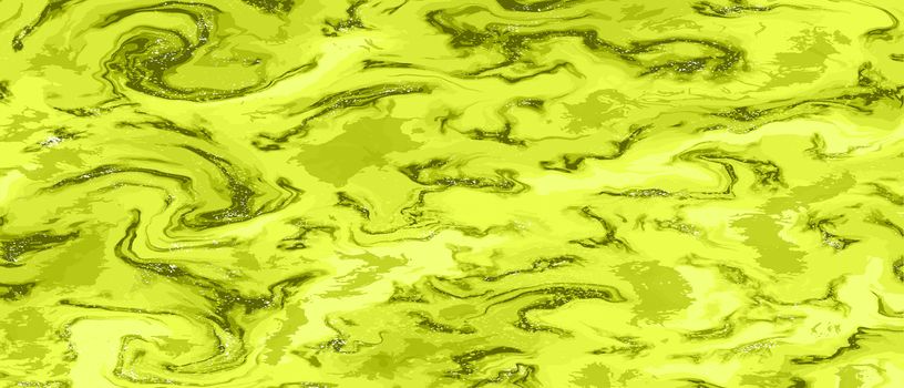Lime green with gold trendy background horizontal banner. Marble effect painting. For wallpaper, business cards, poster, flyer, banner, invitation, website, print. Vector Illustration.