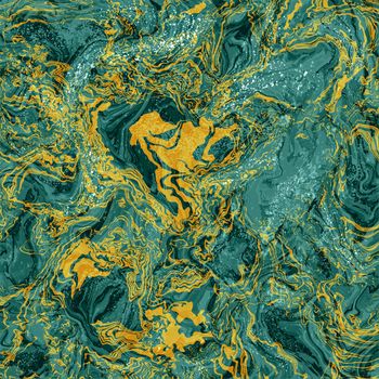 Malachite green gold Abstract trendy background. Marble effect painting. Mixed colour paints. For wallpaper, business cards, poster, flyer, banner, invitation, website, print. Vector Illustration.