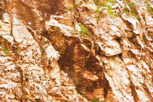 Closeup of a brown stone texture background - Digital paint. Greece.