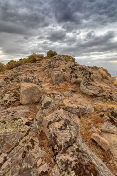 Landscape of beautiful Semien or Simien Mountains National Park landscape in Northern Ethiopia. Africa wilderness. Mountain hiking concept.