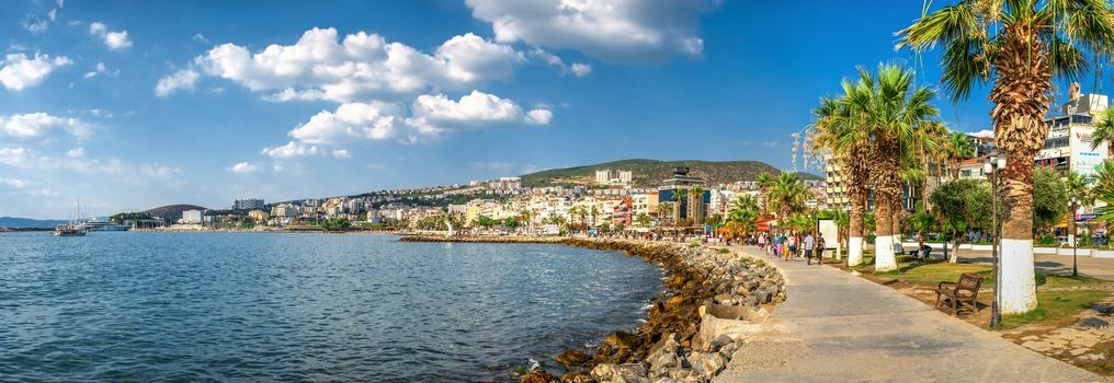 Kusadasi, Turkey – 07.18.2019.   Embankment of the resort town of Kusadasi in Turkey on a sunny summer day