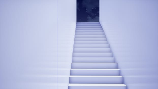 modern minimal white building with stairs, 3d rendering