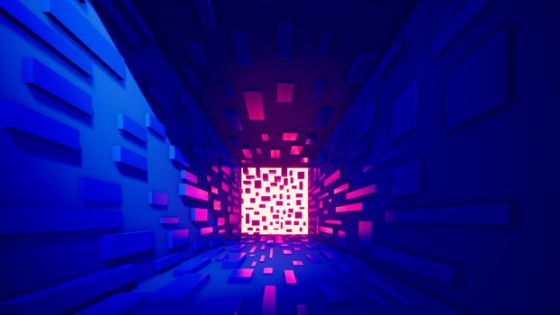 abstract technology background blue and purple, 3d rendering