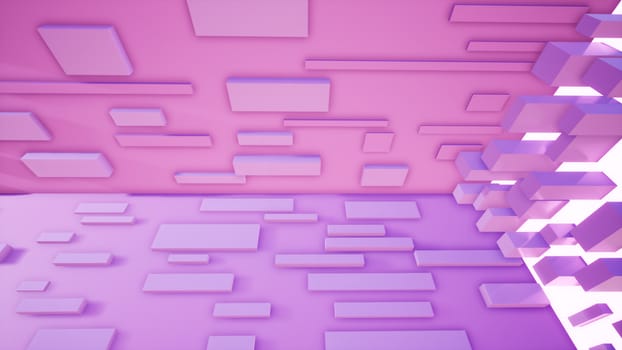 abstract pink background with squares, 3d render illustration