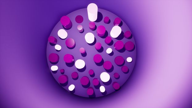 abstract purple background design with circles, 3d rendering