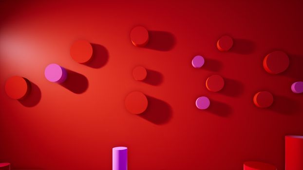 abstract red background with circles, 3d rendering