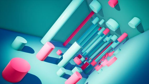 abstract background design with colorful pipes, 3d rendering