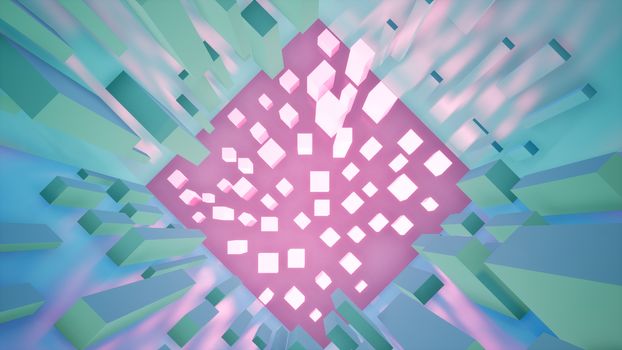 3d render, abstract geometric background, rainbow pastel colors