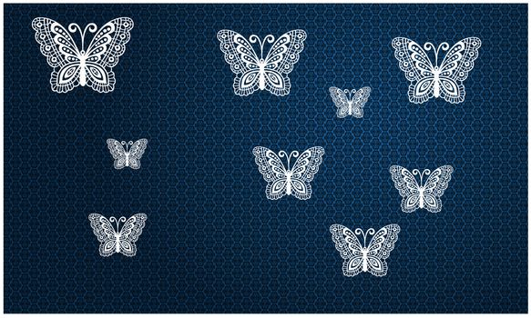 butterflies on blue abstract background