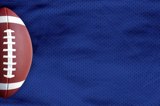 Dark Blue American Football Jersey textured with a football on a horizontal view