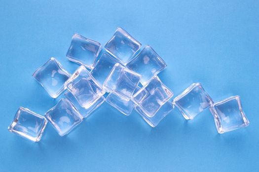 Crystal Ice cubes on a blue background