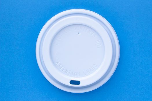 White Uline Paper Hot Cup Lid, Paper Hot Cup Lids, Single Use Coffee Cup on blue background