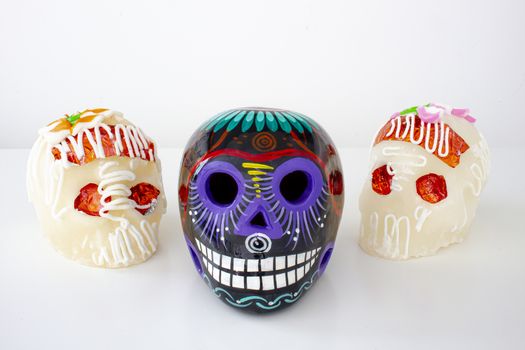 Day of the dead sugar skull on a white background