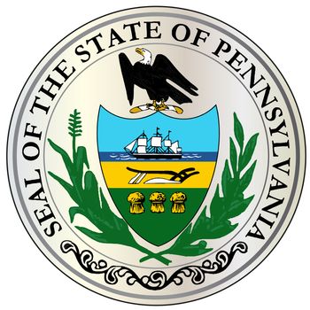 The great seal of the USA state of Pennsylvania over a white background