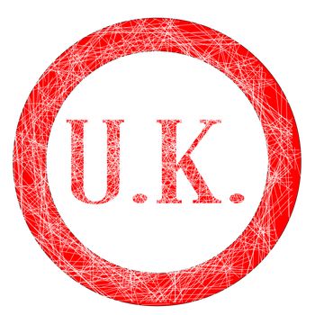 The initials UK on a red grunge effect stamp