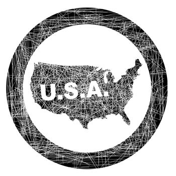 Map of the USA as a rubber ink stamp