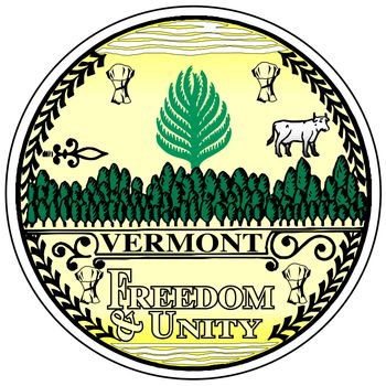 The seal of the state of Vermont over a white background