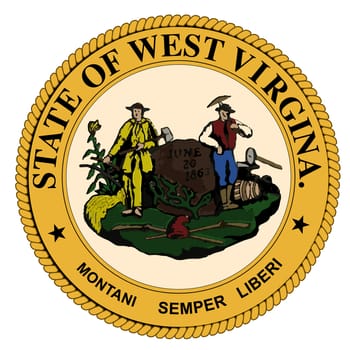 The state seal of West Virginia over a white background