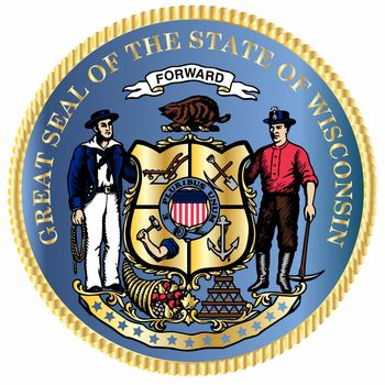 The seal of the state of Wisconsin over a white background