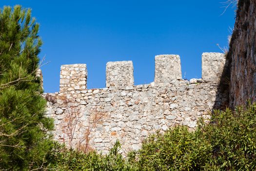 The ramparts of Alanya Castle in southern Turkey.  The medieval castle dates back to the 13th century.